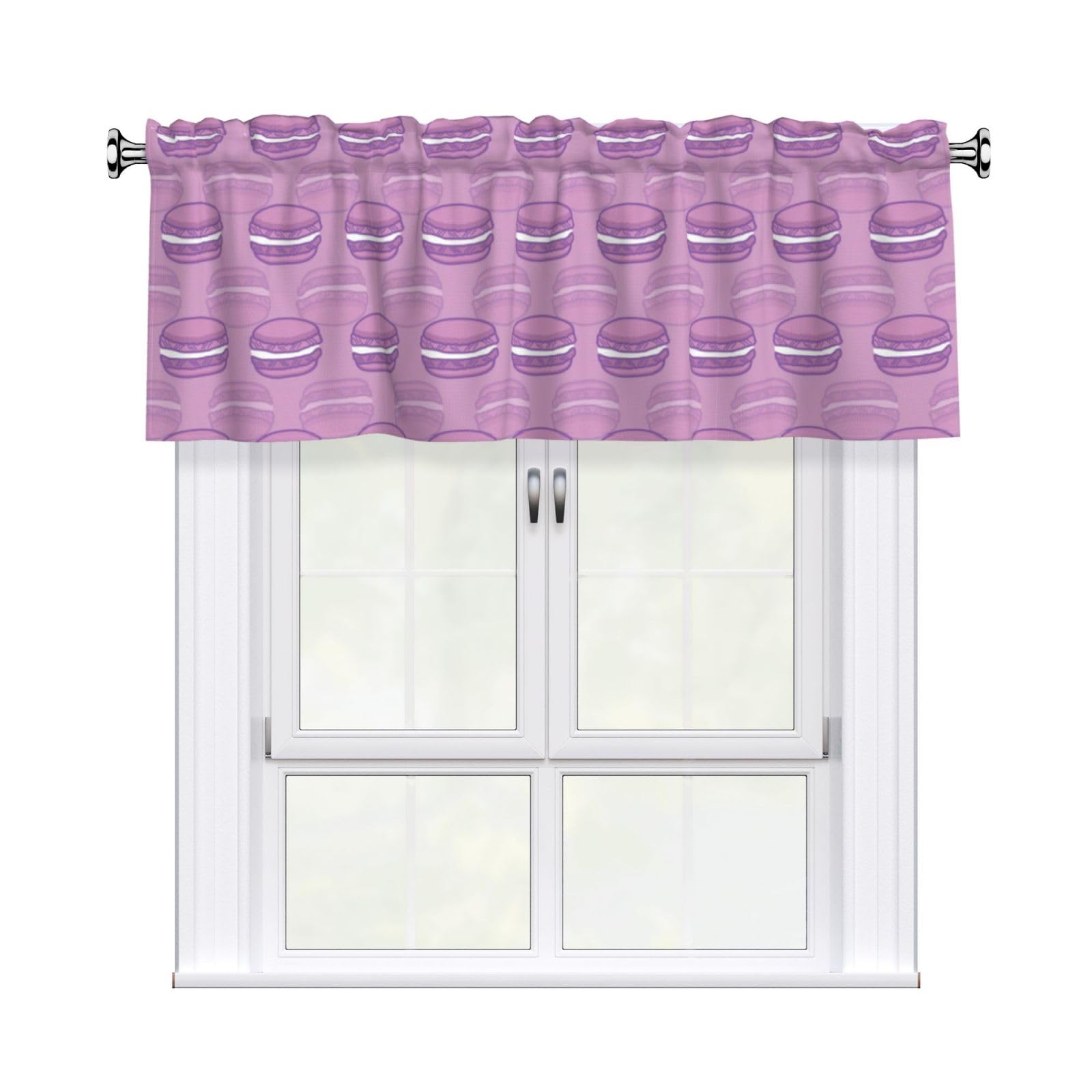 Noble Ren Cute Colorful Macaron Purple Short Curtain Valance 54x18in For Kitchen Bathroom Cafe Living Room Decoration