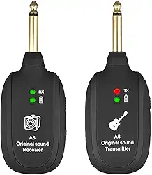 Receptor, Romacci UHF Guitar Sistema sem fio Transmissor Receptor Bateria de lítio recarregável integrada Capacidade máx. Transmissão 50M para baixo de guitarra elétrica