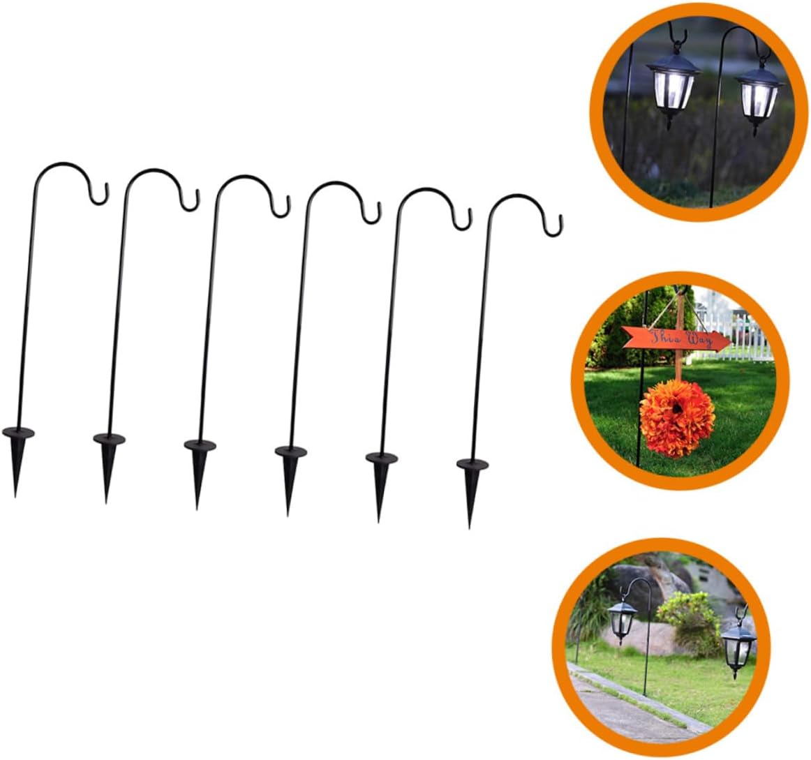 6pcs Iron Garden Stake Hooks for Outdoor Solar Lights Lanterns Wind Chimes Bird Feeders Planters