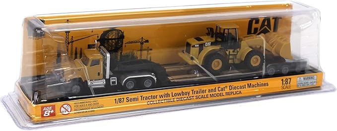 Diecast Masters 1:87 Cat CT681 Tractor con Lowboy y 950G Cargador miniatura 7