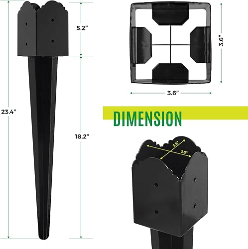 Miniatura 2 de Anclaje de metal resistente para poste de valla, 24 x 4 x 4 pulgadas, pico de tierra para buzón, comedero de pájaros, terraza, pancarta (juego de 4)