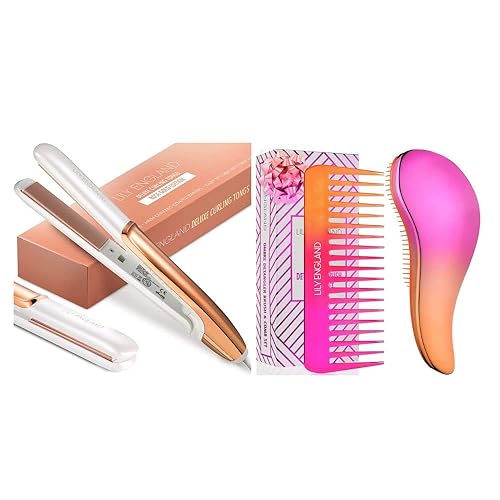 Lily England - Juego de alisador de cabello de color oro rosa y naranja rosa