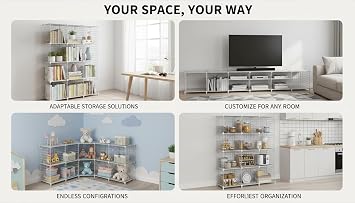12 Cube Storage Unit, Metal Shelving Unit with DIY Bookshelf,White | 12 Wire Shelving Units for Storage, Multifunctional Storage Shelves and Shelf Organiser for Bathroom Bathroom Bedroom Closet