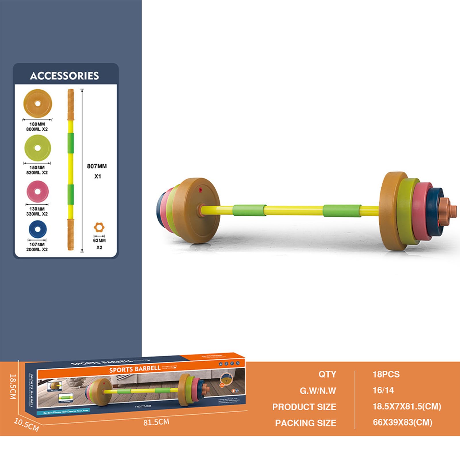 Jouet Pour Barbell - Ensemble D'Haltérophilie Ludique Réglable, Accessorio | Léger Pour Jeu Actif, Développement Physique, Coordination et Force | Jouet D'Entraînement Extérieur Intérieur Pour F