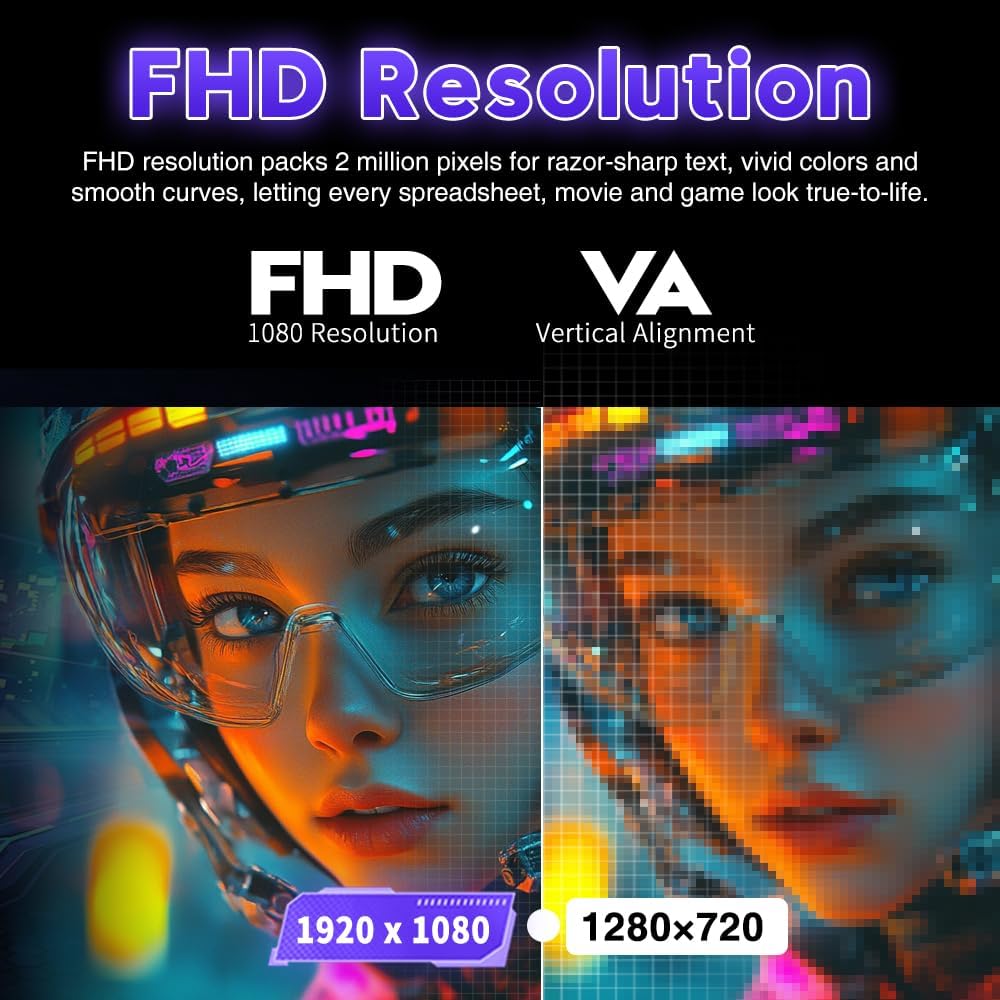 Viewedge 24 Inch Gaming Monitor 1080p 144hz, VA 1ms FHD Computer Monitor with 100% sRGB, Bluelight Filter, HDMI & VGA Port, Support Wall Mount