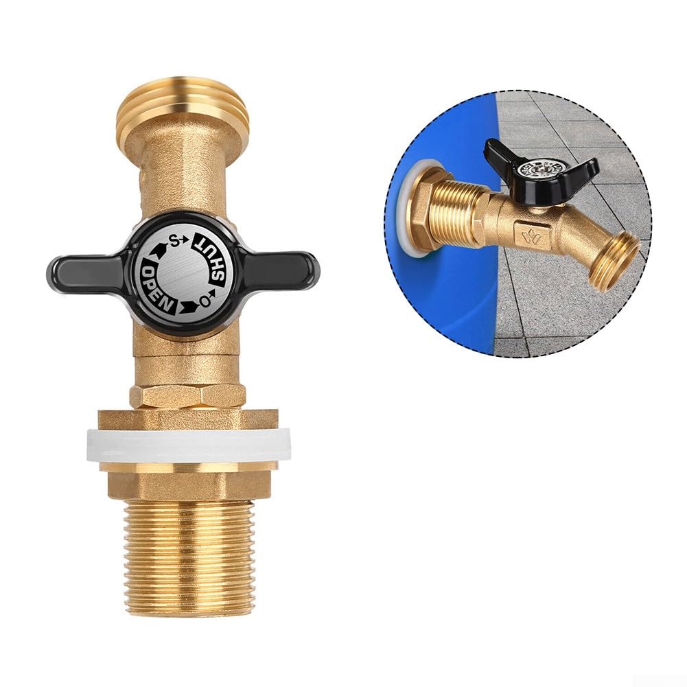 Kit Rubinetto In Ottone Per Barile Pioggia - Valvola A Sfera 3/4 GHT Con Raccordo A Paratia Per Secchi 5-55 Galloni - 5