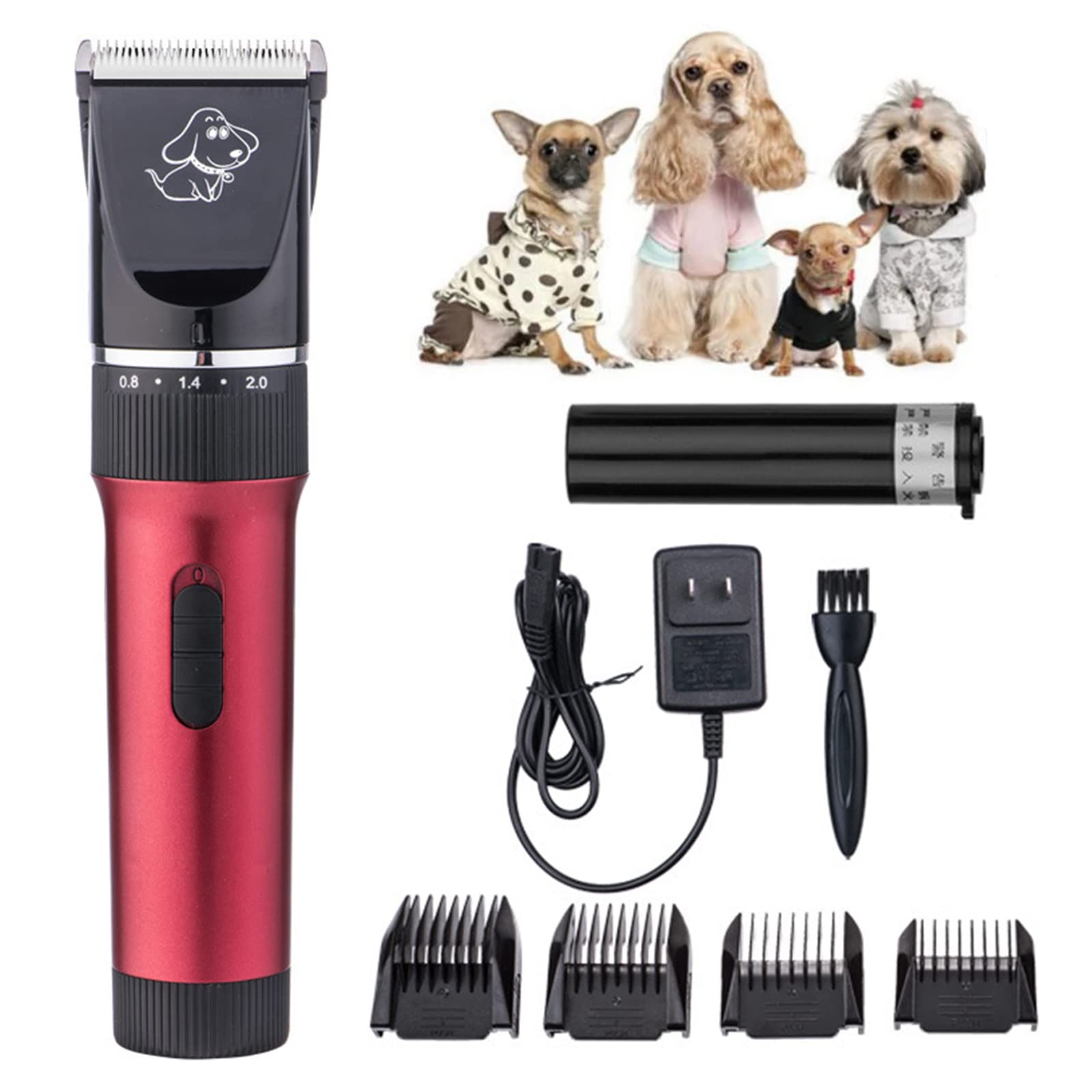 Cortapelos para Mascotas Maquina Cortar Pelo Perros Profesional,Inalámbrico Y Recargable, Kit De Aseo para Perros Cortapelos,Cortador De Pelo para Perros Gatos con 4 Peines Guía