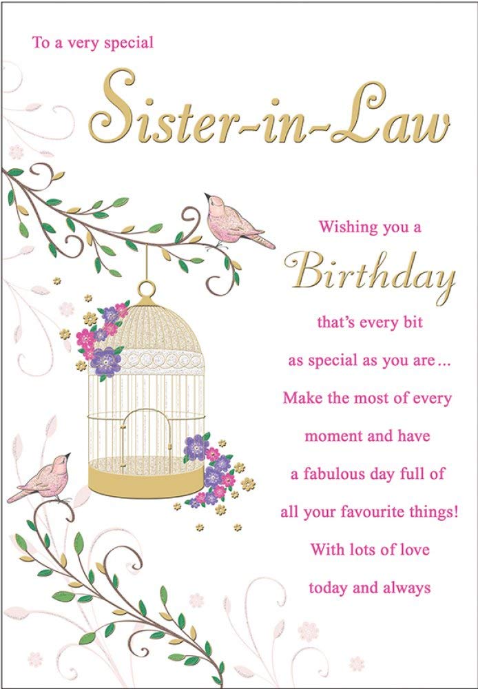 Piccadilly Greetings Traditional Birthday Card Sister In Law - 9 x 6 inches
