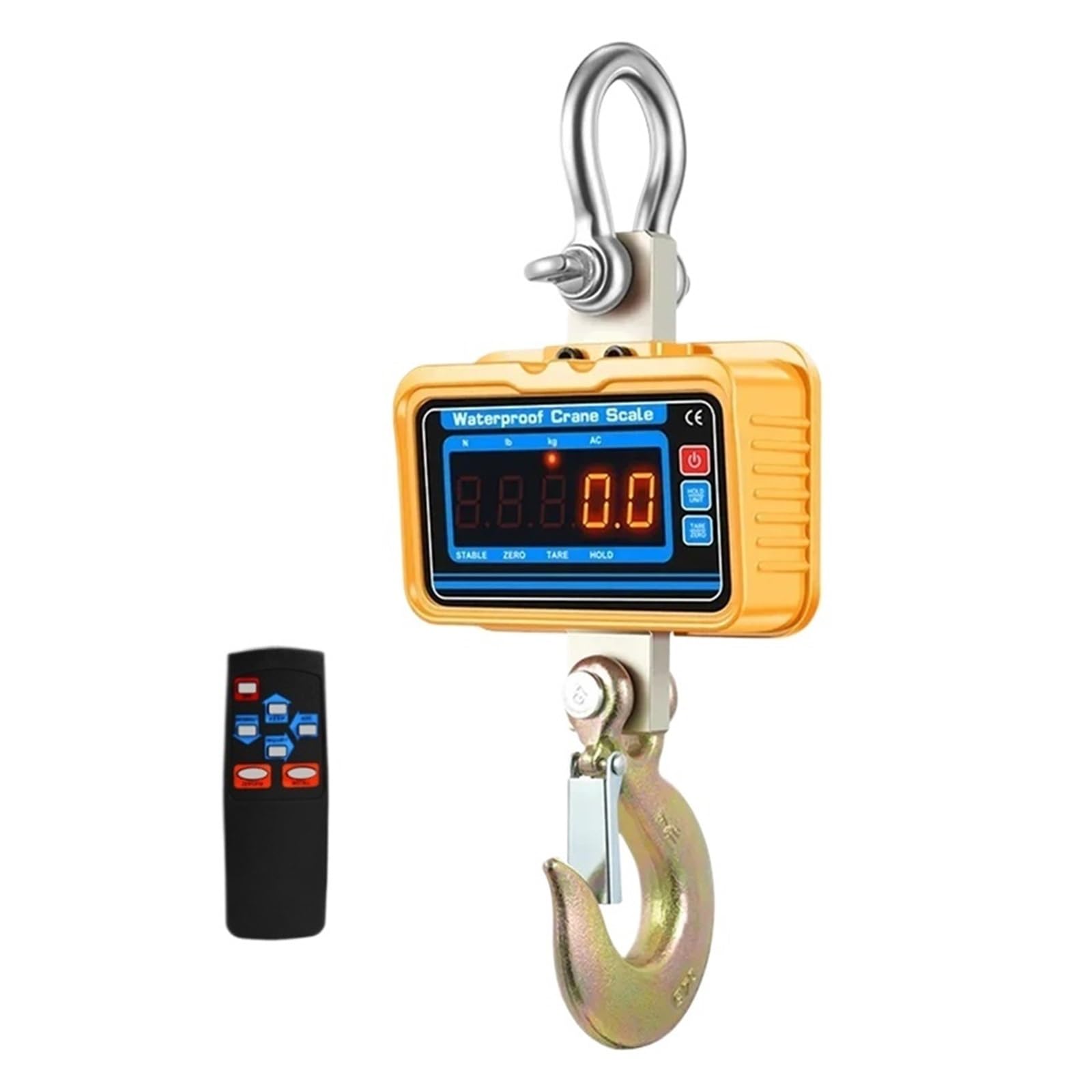 Gqnblvhzupdm 3000Kg Led Yellow Crane Scale, 1T/2T/3T Heavy Duty Electronic Crane Scale 1000Kg/2000Kg/3000Kg Industrial Hanging Digital Hook With Remote Control
