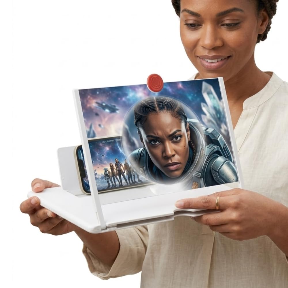 drumstone hd mobile screen amplifier with foldable stand, 12 inch phone screen magnifier for video streaming, reading, gaming-(𝐒𝐩𝐞𝐜𝐢𝐚𝐥 𝟏𝟓 𝐘𝐞𝐚𝐫𝐬 𝐖𝐚𝐫𝐫𝐚𝐧𝐭𝐲)