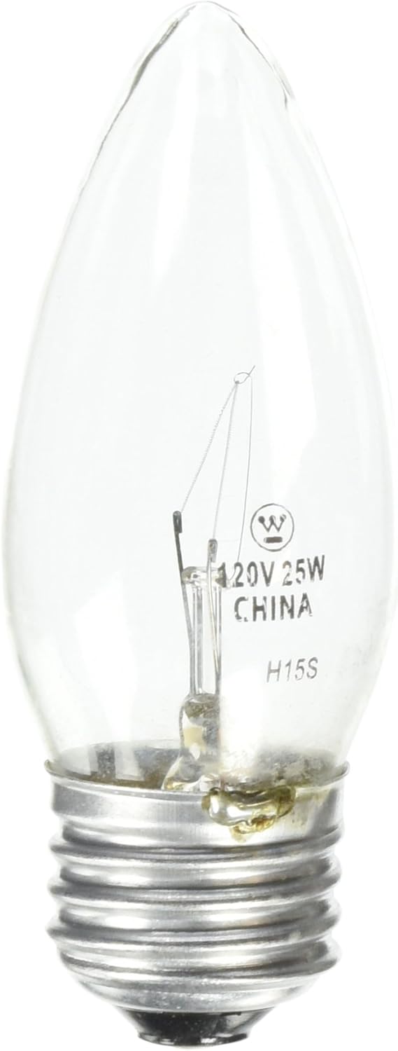 Westinghouse 0323100, 25 Watt, 120 Volt Clear Incand B11 Light Bulb, 1500 Hour 190 Lumen