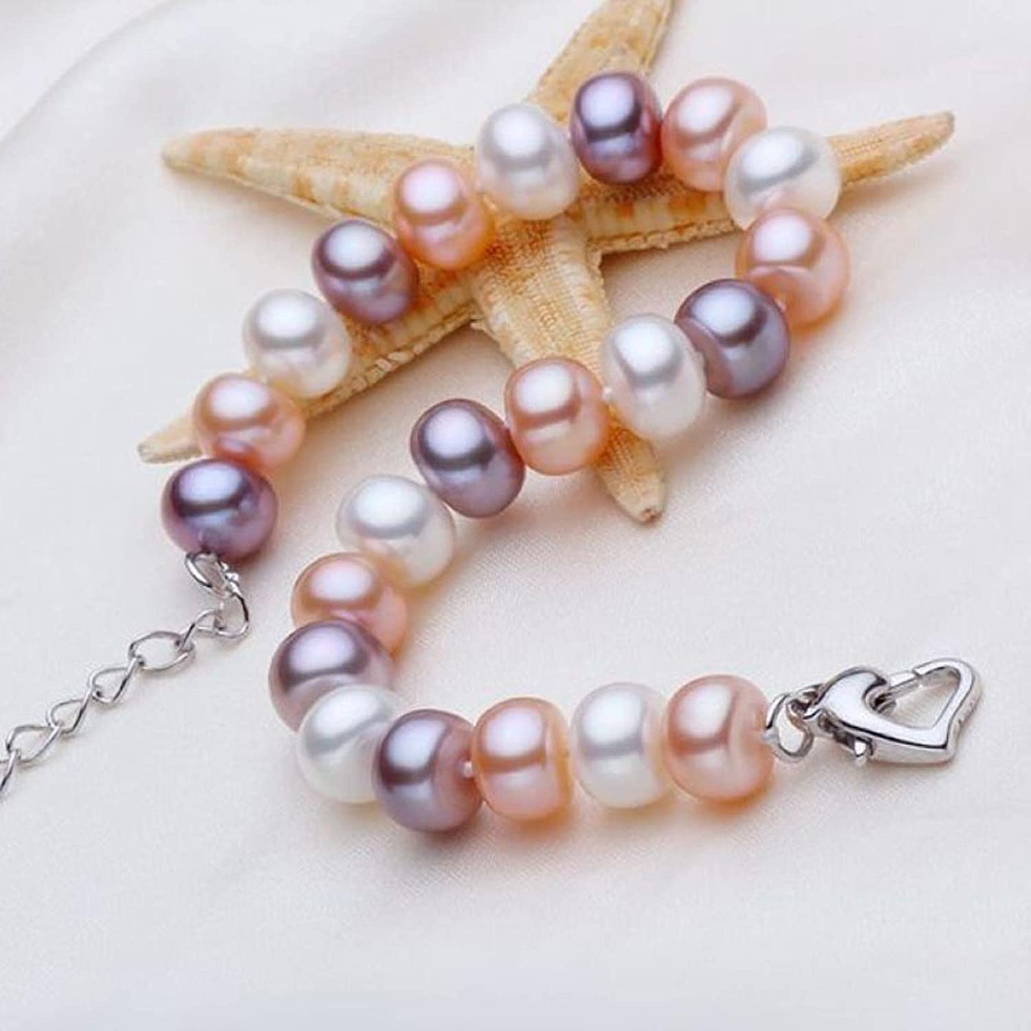 Pulseras de cadena con brazalete, pulsera elástica de perlas, pulsera elástica de perlas, pulsera de perlas naturales reales for mujeres, joyería de perlas de agua dulce, pulseras y brazaletes hechos