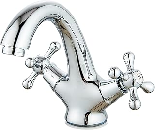 Basin Mixer Tap, Eovem Dual Cross Lever Bathroom Sink Mixer tap, Victorian Basin Sink Tap Brass,Chrome, Traditional