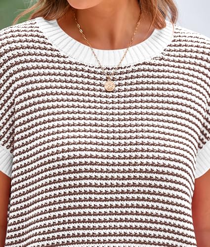 Image of PRETTYGARDEN Women's Striped Short Sleeve Sweater Vest