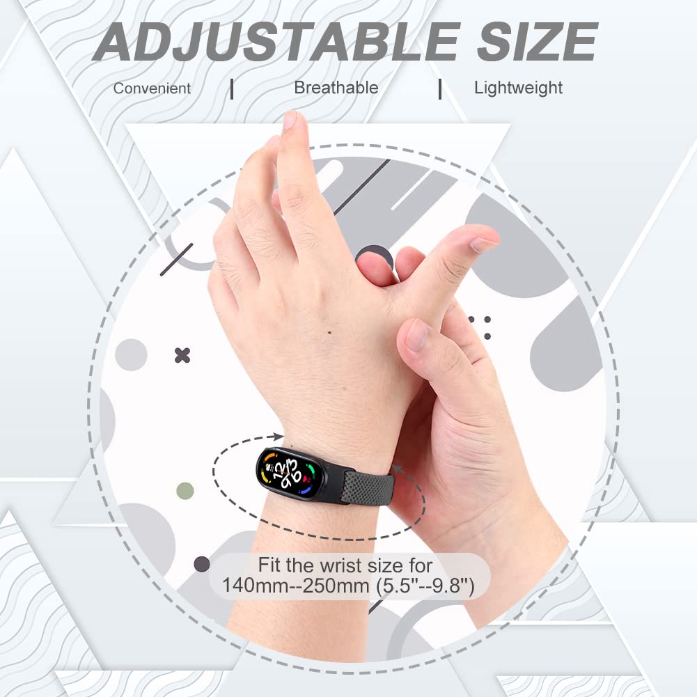 SHIJZWD Cinturino elastico compatibile con Xiaomi Mi Band 7/Mi Band 6/Mi Band 5/Amazfit Band 5, cinturini di ricambio regolabili in nylon per orologi sportivi per donne uomini