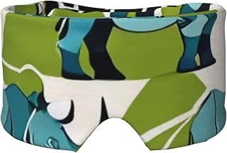 Hardy Rhino Sleep Eye Mask for Women Men, Soft Sleeping Mask Bedroom Earmuffs with Adjustable Velcro Strap Print