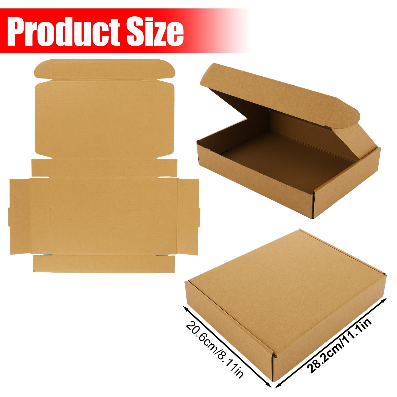 JMIATRY Confezione da 30 scatole per spedizioni, 28 x 20,3 x 5 cm, piccole scatole regalo in cartone ondulato, scatole postali per imballaggio, colore: marrone