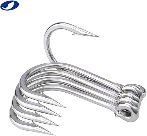 Miniatura 5 de OCEAN CAT Gancho de pesca clásico de acero inoxidable con puntos de compensación de pulpo, anzuelos de pesca para pesca en agua salada y agua dulce