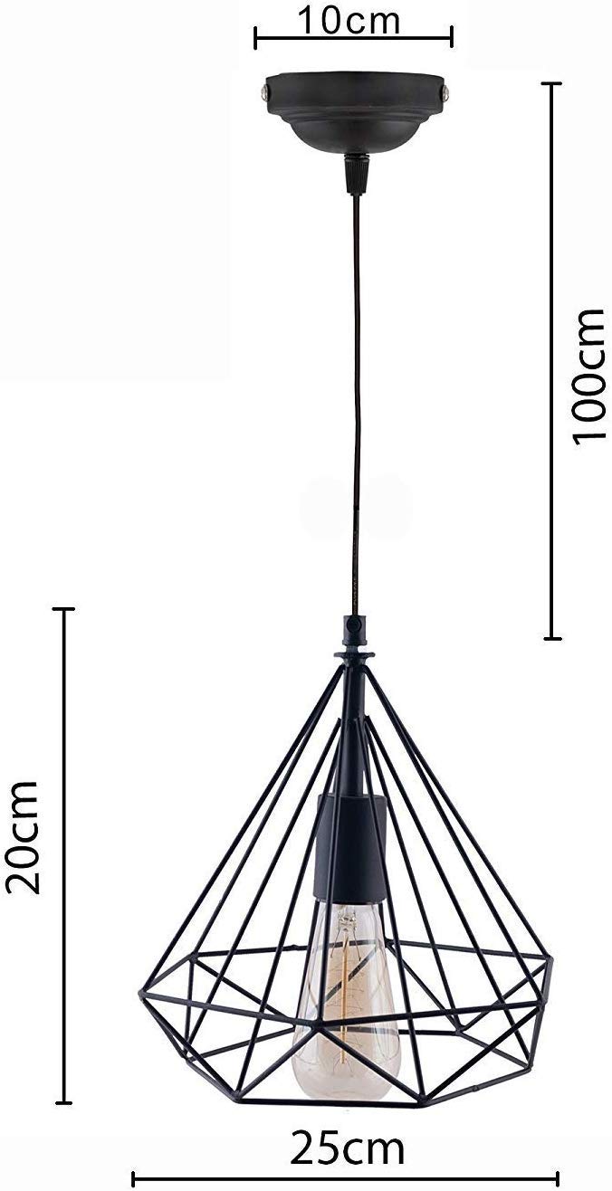 Homenique Metal Diamond Cadge Hanging Light Pendant Lamp - Bulb not Included (Black) 1
