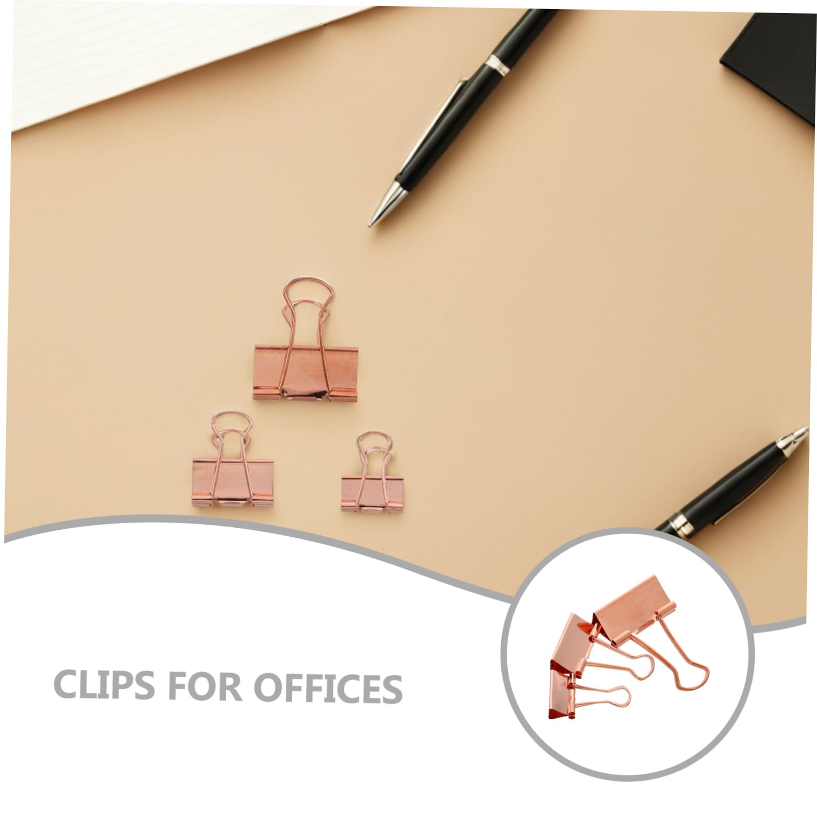 HOMSFOU 112 Piezas pinzas papeleria clips de metal Clips de carpeta de metal Rose Gold