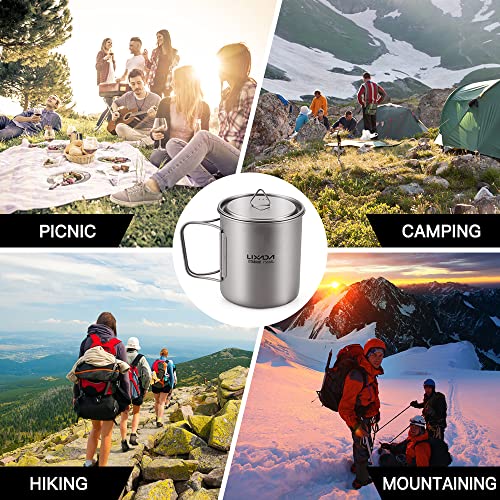 Lixada Titanium Pot, Camping Pot Titanium Cup Tianium Backpacking Pot With Partable Foldable Handles For Outdoor Camping Hiking Backpacking #TOP5