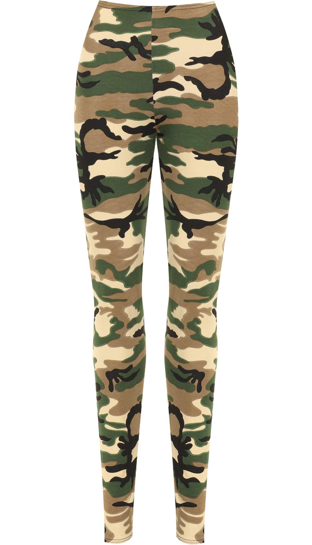 Wearall Women's Camouflage Plus Army Print Elacticated Full Length Long Leggings 14 - 20-22