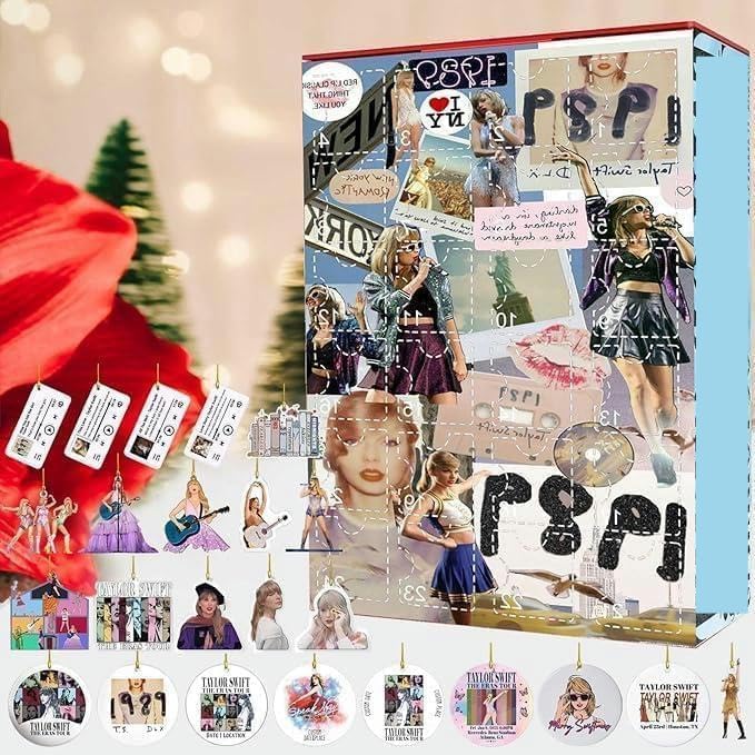 2024 New Music Lover Christmas Advent Calendar, 24 Days Xmas Countdown Calendar, DIY Key Chain and Bracelets, Acrylic Decoration, Kit Gift Blind Box, For Kids Girls Teens Women (Blue)