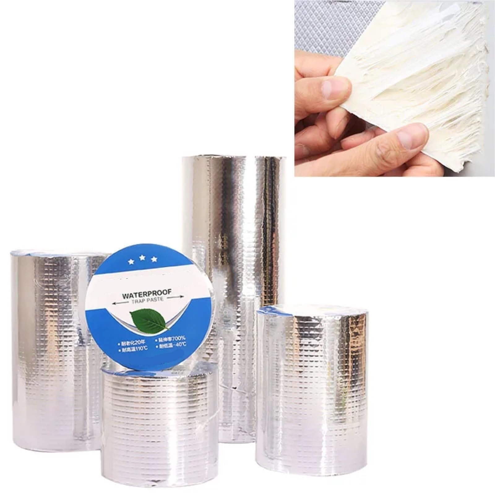 Nastro isolante in foglio di alluminio, Sigillante for nastro in gomma butilica in foglio di alluminio for pareti tetti Dimensioni multiple for esterni(20cmx5m)