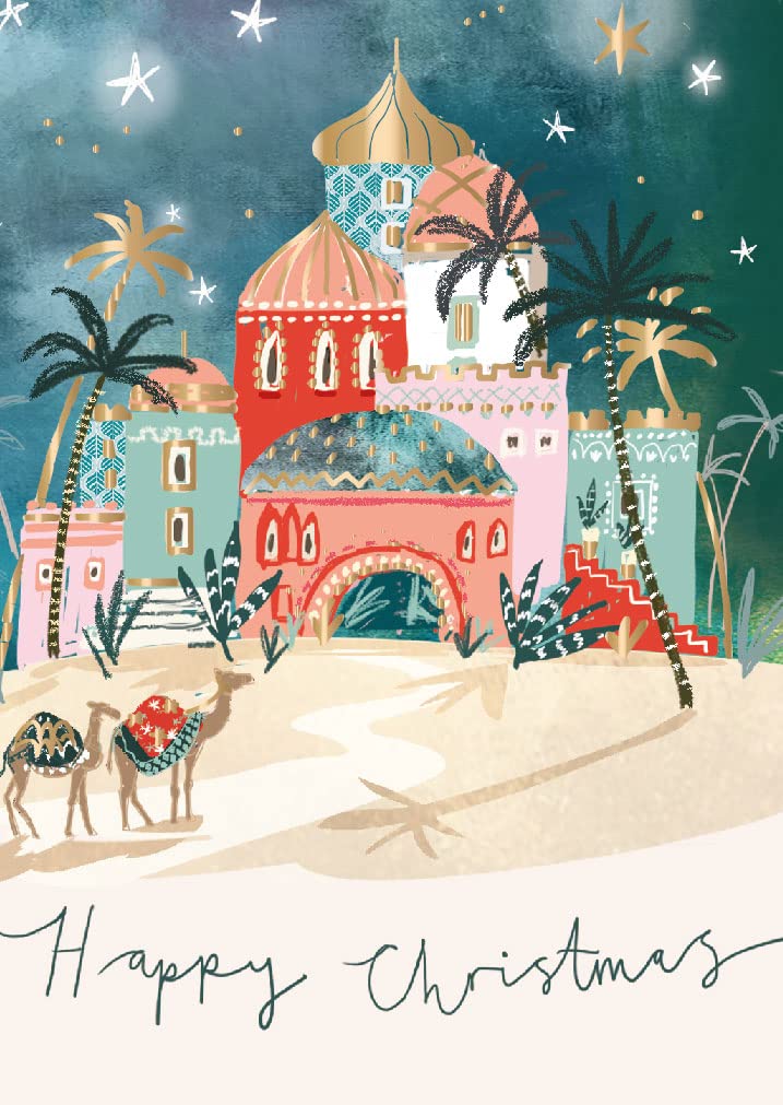 Ling Design Journey to Bethlehem Religious Art - British Heart Foundation Charity Christmas Pack of 5 Cards (Bethlehem View)