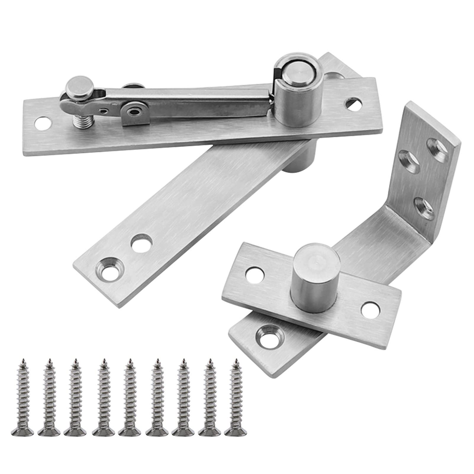 AUNANGLJSCS Door Pivot Hinge Shaft 360 Degree Rotation Universal with Screws Home Silver Counterbore Design Tone Stainless Steel Cabinet