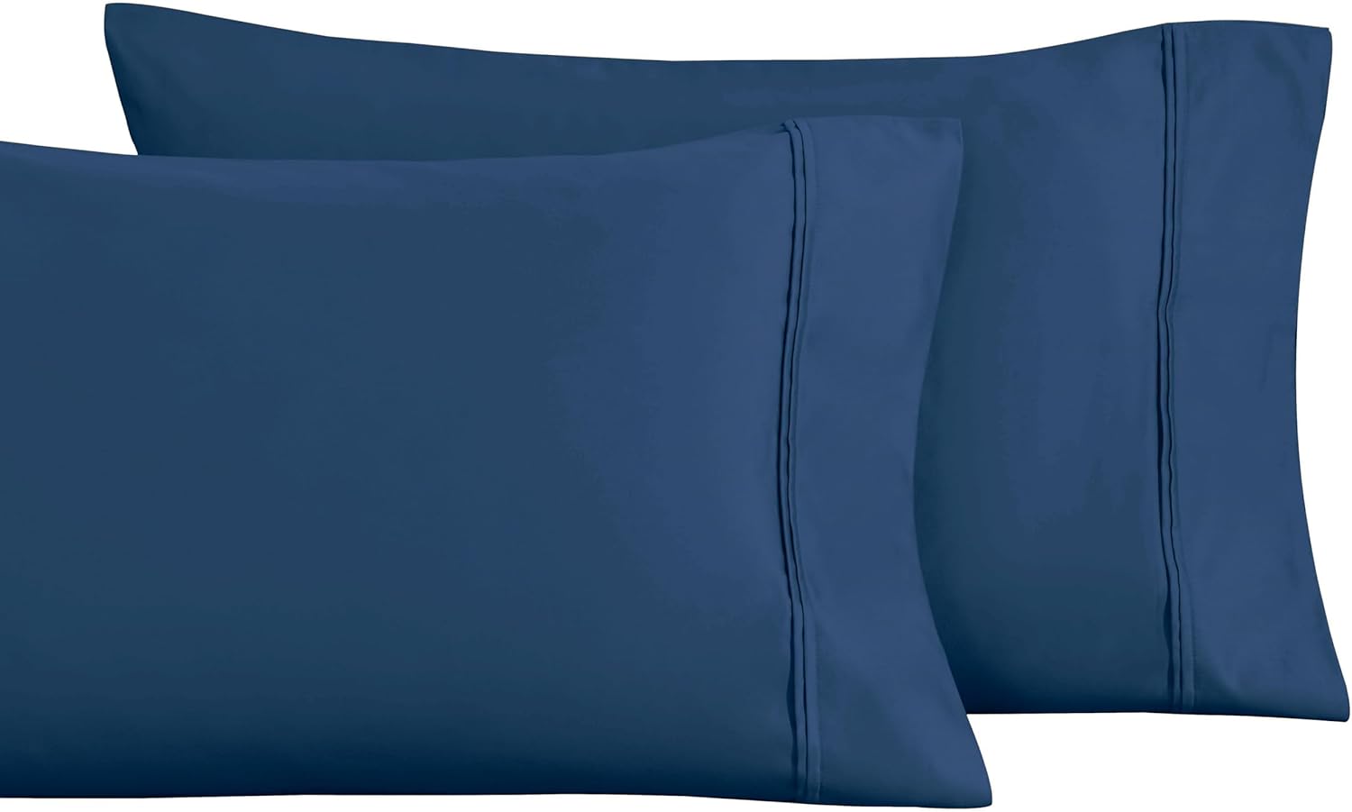 Superior 100% Egyptian Cotton 1200 Thread Count Pillowcases, Set of 2 Pillow Cases, Modern Luxury Pillow Case Cover, Comfort Basics, Bedding Essentials, Bed Accents, 2 Pack - King Size, Navy Blue