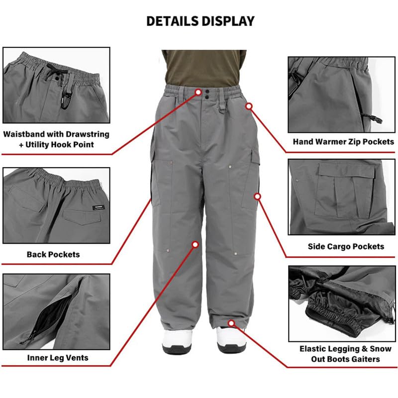 SNOWVERB Damen und Herren, superweit, 15 K, wasserdicht, Snowboard-Skihose, Arbeitskleidung, lockere Passform, Schneehose für Wintersport