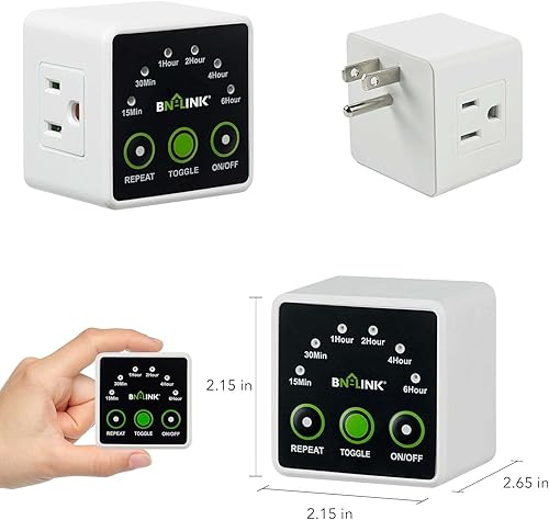 BN-LINK Temporizador digital inteligente de cuenta regresiva, temporizador de ciclo de repetición con toma de tierra de 3 clavijas para lámparas,