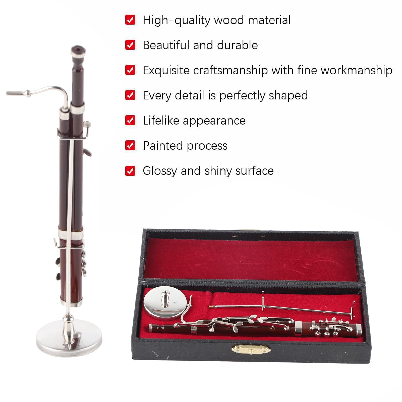 Fagott Ornamente,Burgunder Bakelit Fagott Ornament Dekoration Miniatur Dekoration Mini Musikinstrument Modell Handwerk 17cm