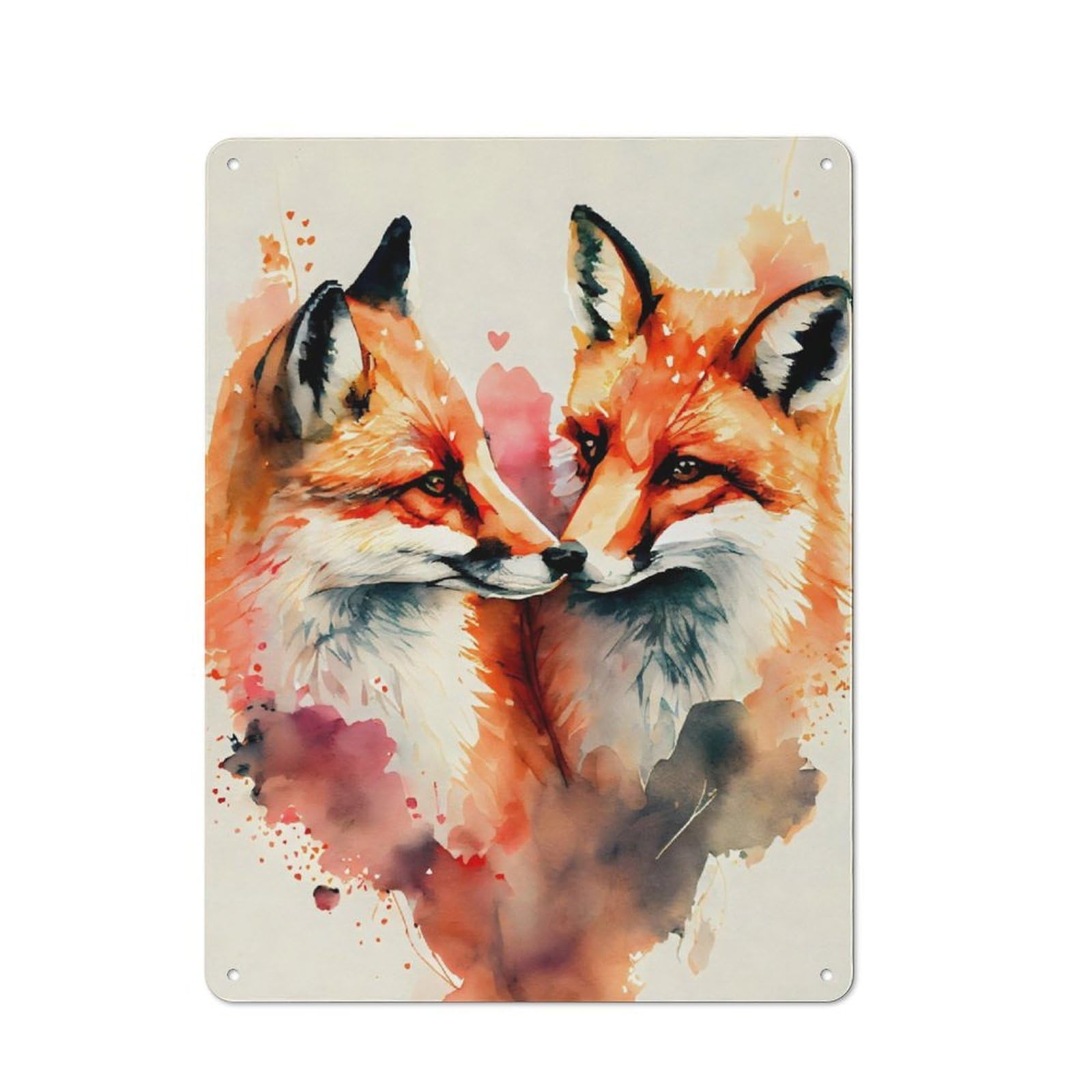 Junmoney Romantic Fox Couple Tin Wall Plaque 40X30cm With For Dining Room Or Kitchen, A Metal Wall Feature For Kitchens And Dining Spaces