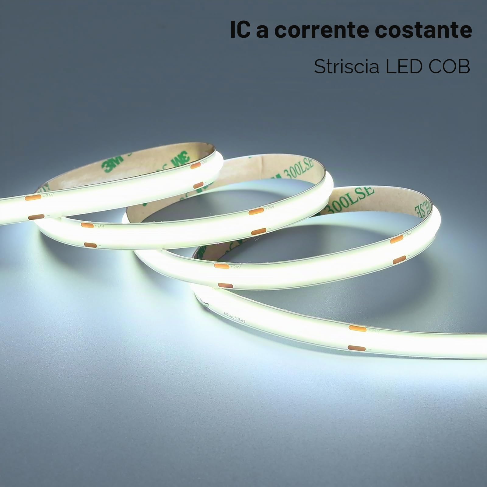 BENLUN Striscia LED COB 24V 20 Metri, IC Corrente Costante con Alimentatore | 6000K Bianco Freddo Luci LED Adesive 150W 480LEDs/m CRI 90+ per Illuminazione Interna, Camera da Letto, Cucina, Soggiorno