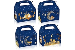 Eid Mubarak Boxes, 12 Pack Estivaux Blue Ramadan Treat Gift Boxes for Party Birthday