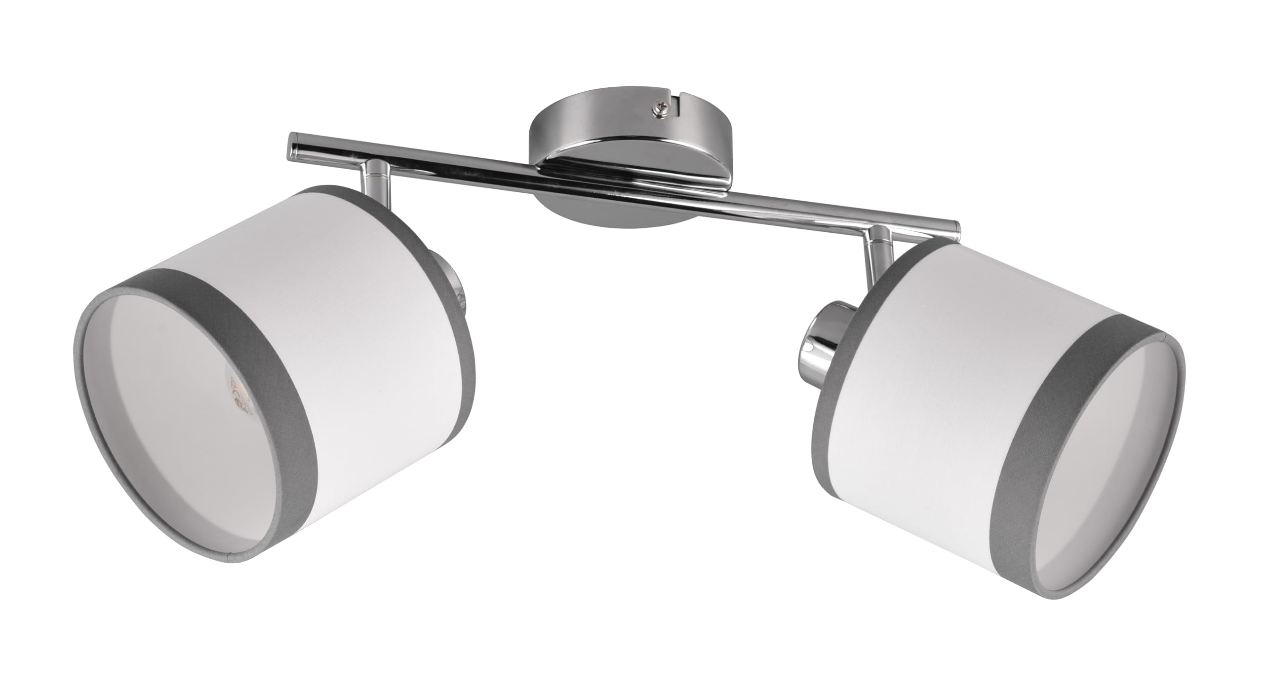 Reality Leuchten RL Spot Bar Davos R81552006, Metal Cromado, Cortinas Tela Gris/Blanco, excl. 2x E14