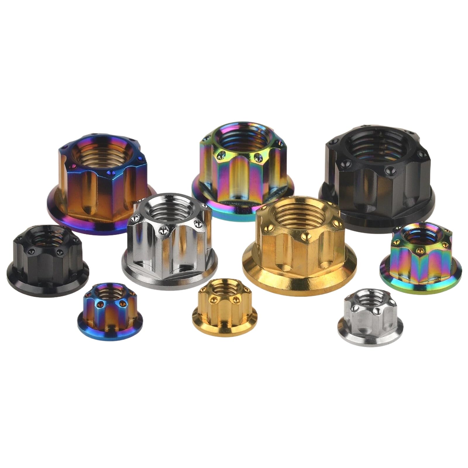 Écrous à Bride Hexagonale en Titane Ti M6 M8 M10 M12 M14 M16, 5 pièces, Accessoires de Frein pour Moto et Vélo, Bleu brûlé, M14 1,5mm