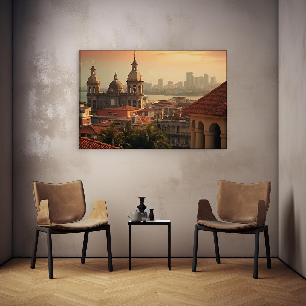 Canvas for Living room. Embracing Serenity: Mountains, Lake, and Soaring Birds Paint a Scene of Tranquil Oneness, 27 x 18 inch Canvas Wall Art - Contemporary Masterpieces - Modern Home Decor