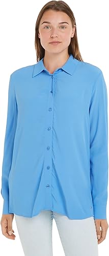 Tommy Hilfiger Blusa para Mujer Crepe Shirt Elegante, Azul (Blue Spell), 32