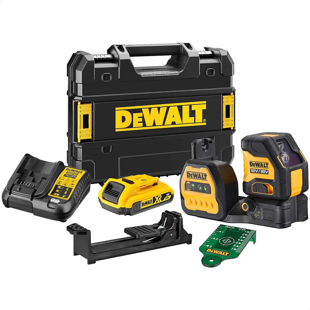 Dewalt Dce088d1g18-Gb 12V/18V Xr Cross Line Green Laser Level Kit With 2.0Ah Battery 5054905296360