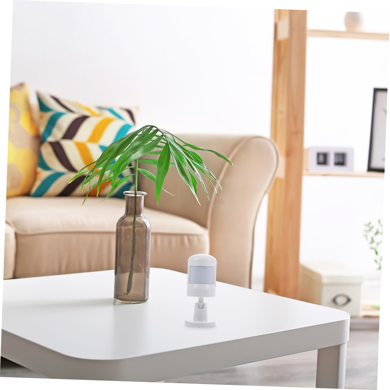 HOMSFOU Rilevatore di Movimento Pir Wireless Bianco, Notifiche All’app, Compensazione Digitale della Temperatura per Casa