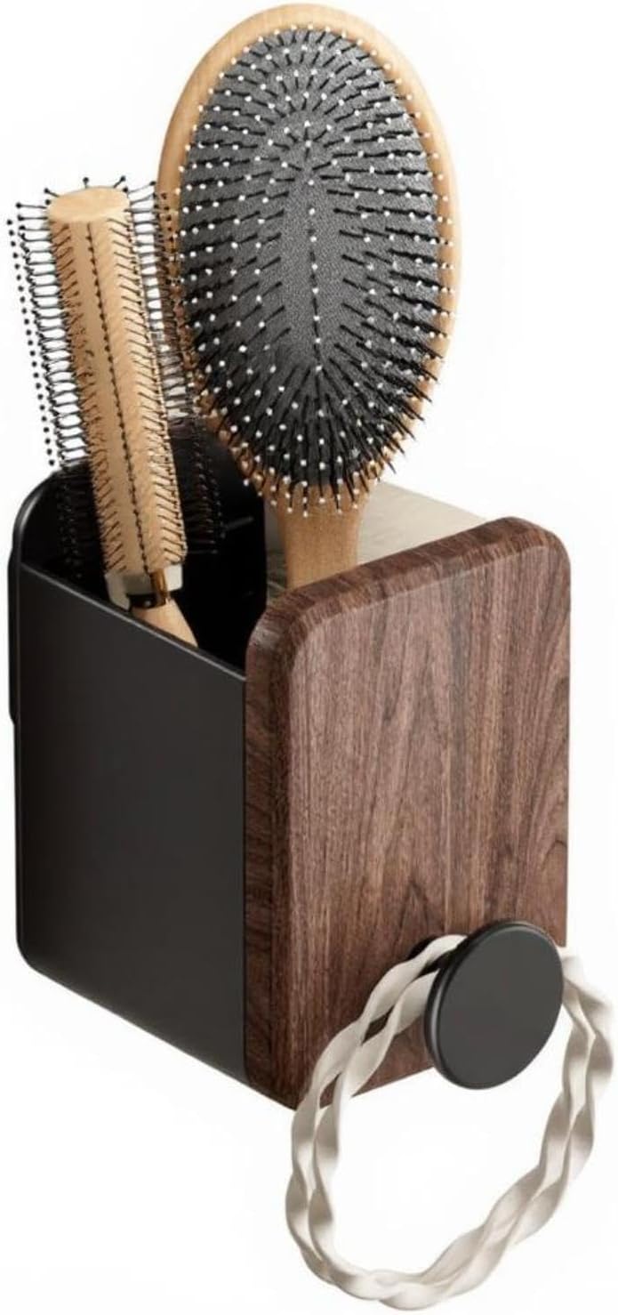 Walnut Bathroom Organizer, No-Drill Storage Rack, Toothbrush Holder, Vanity Countertop Shelf Walnut Single 1 Pk