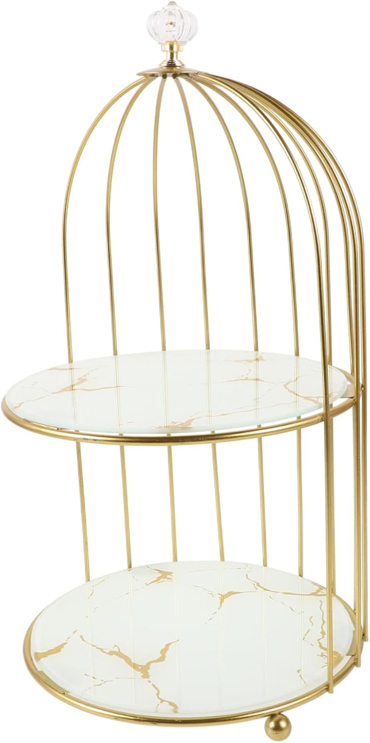 Birdcage Cake Stand Elegant Double Dessert Display for Weddings Tea Parties Showers Anniversaries Vintage Decorative Centerpiece for Cakes and Treats