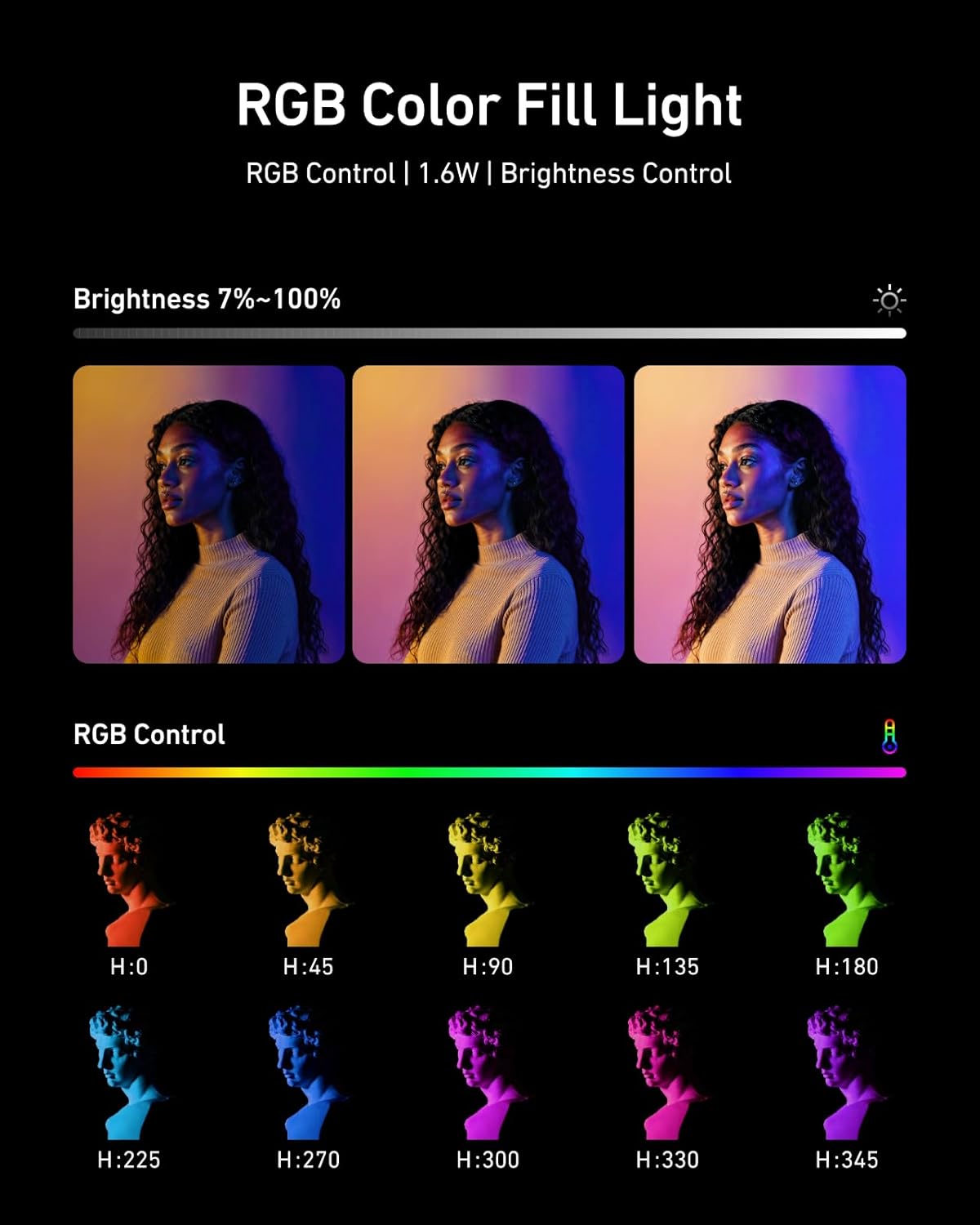 TELESIN Aluminum Alloy Grip Kit for DJI Action 6 with Metal Protective Cage & Magnetic RGB Video Light, Portable LED Camera Light with Diffuser, CRI 95+, Cold Shoe Mount