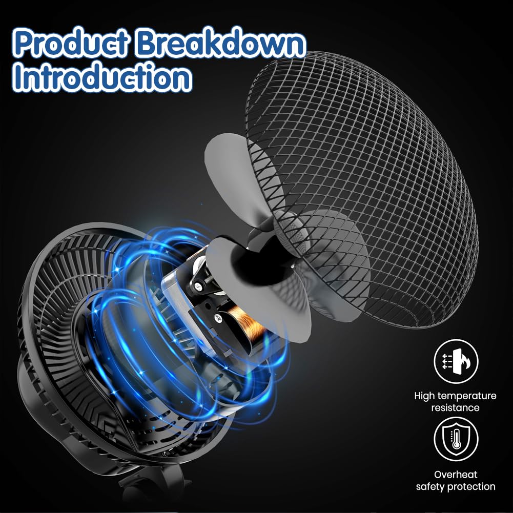 Grow Ventilator mit Clip EC-Motor, Grow Clip-Ventilator Klemmbar für Growzelt, 2 Geschwindigkeitsstufen, 20cm Durchmesser, 20W, 561m³/h Luftstrom, 32 dBA Perfekt Lüfter für Growbox
