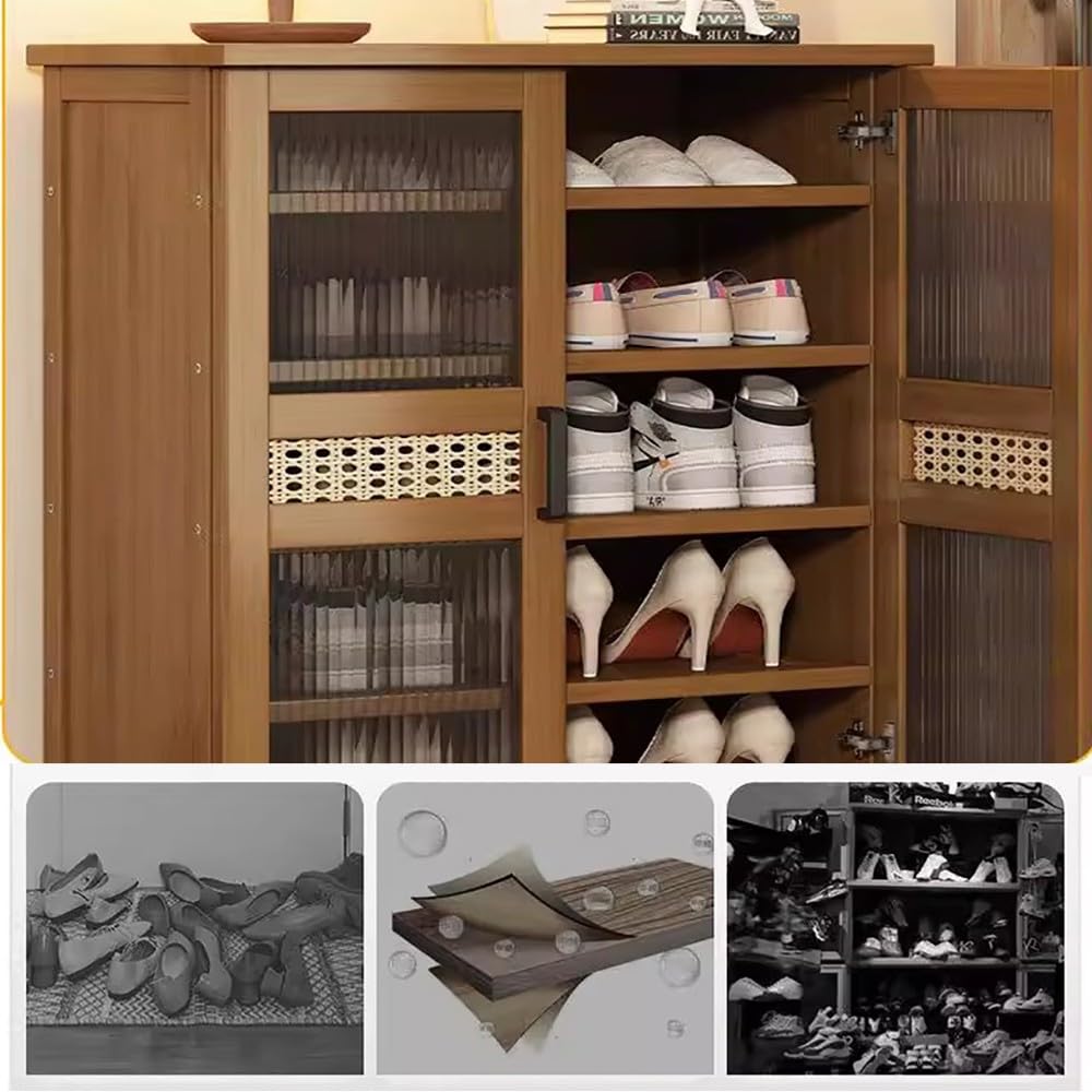 Mueble Zapatero de 5 Niveles con 3 Puertas, 38 Pares de Zapateros con Cajón y Estantes Ajustables, Estante de Madera Organizador para Entrada Pasillo Salón