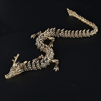 Brass Dragon Statue, Flexibility to Change Shape Dragon Statue.Chinese Brass Decor.Home Office Desk Decoration(SW906)