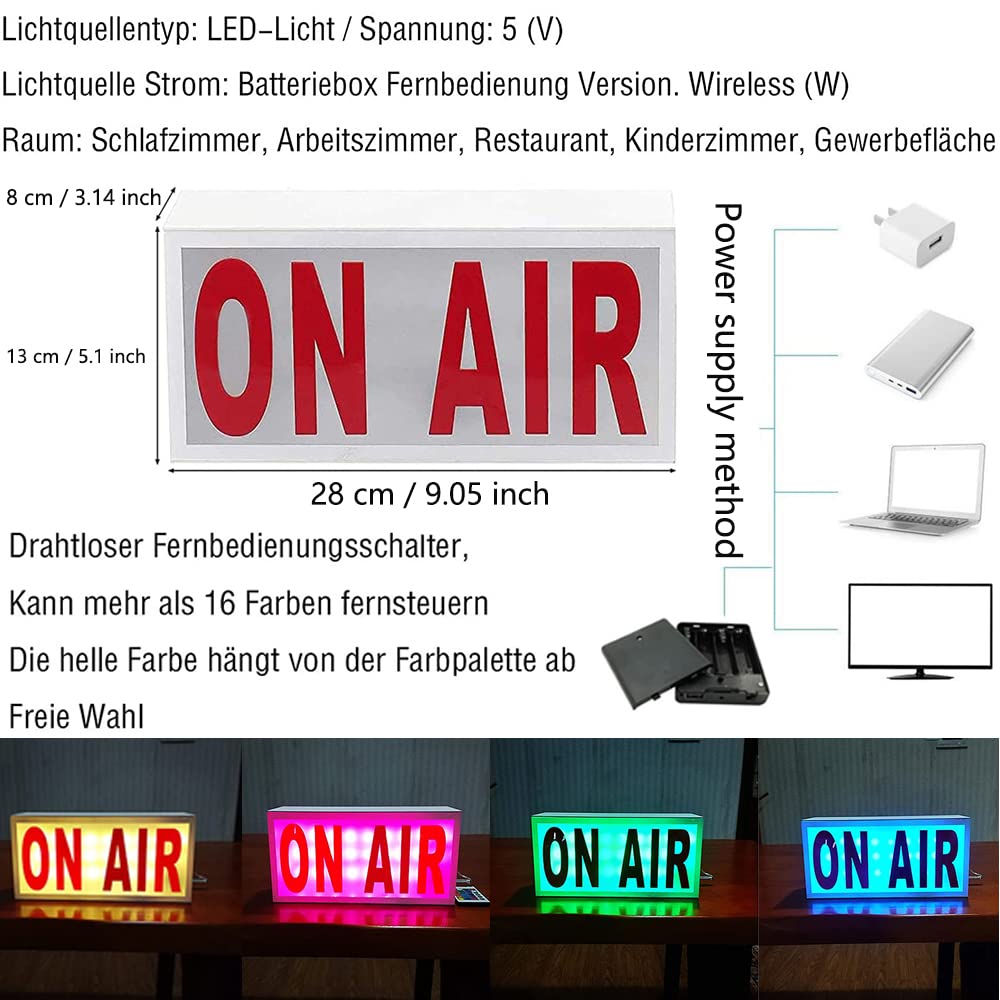 ON AIR Lichtreclame, ON AIR Lichtbord Opnamebord Studio